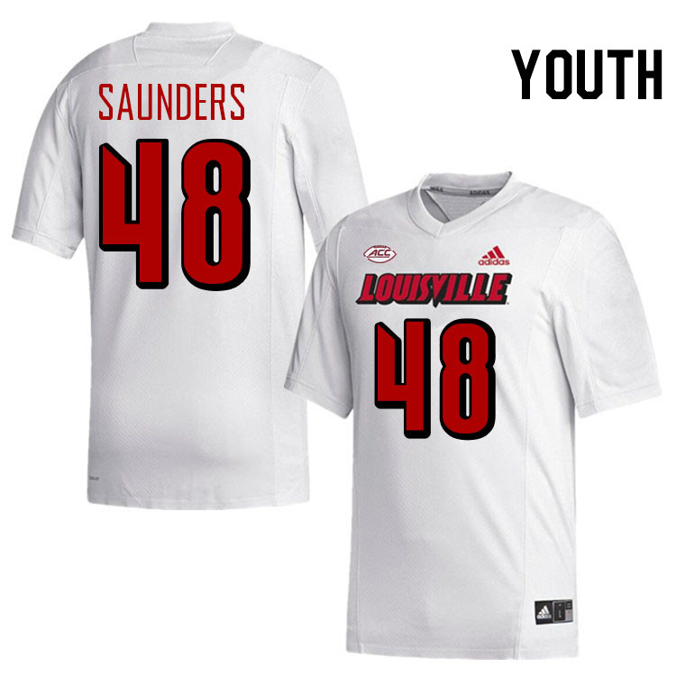Youth #48 Dakadrien Saunders Louisville Cardinals College Football Jerseys Stitched-White